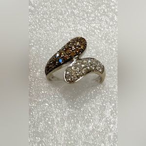 14k White Gold 1CT White & Chocolate Pave Diamond Ring